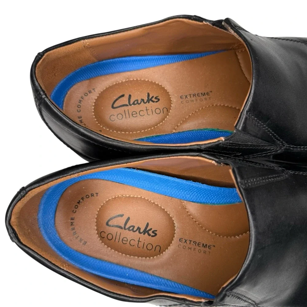 Clarks Men's Loafers Whiddon Step Black Leather Size 9.5 M Extreme‎ Comfort